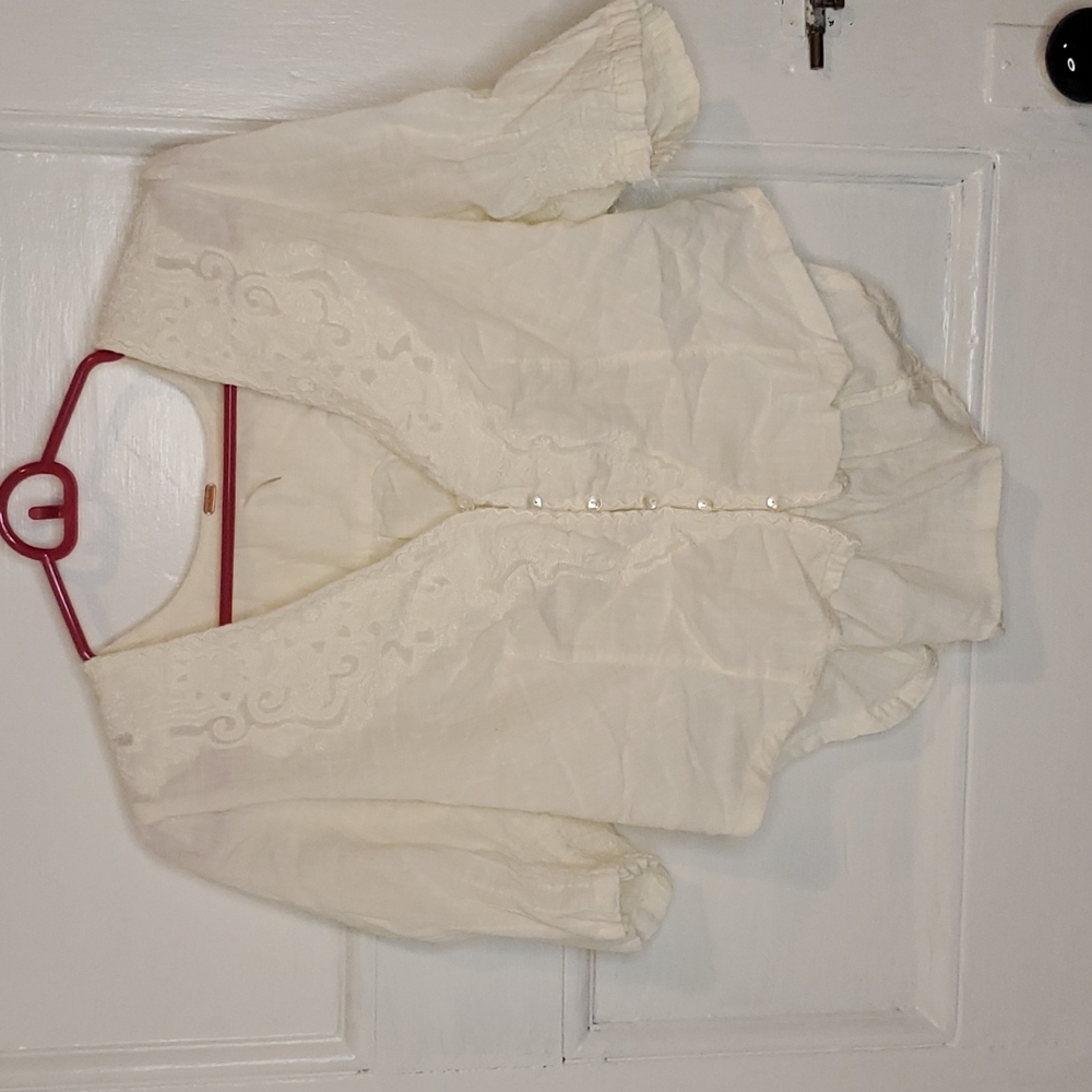 Laurie Embroidered Cream Blouse